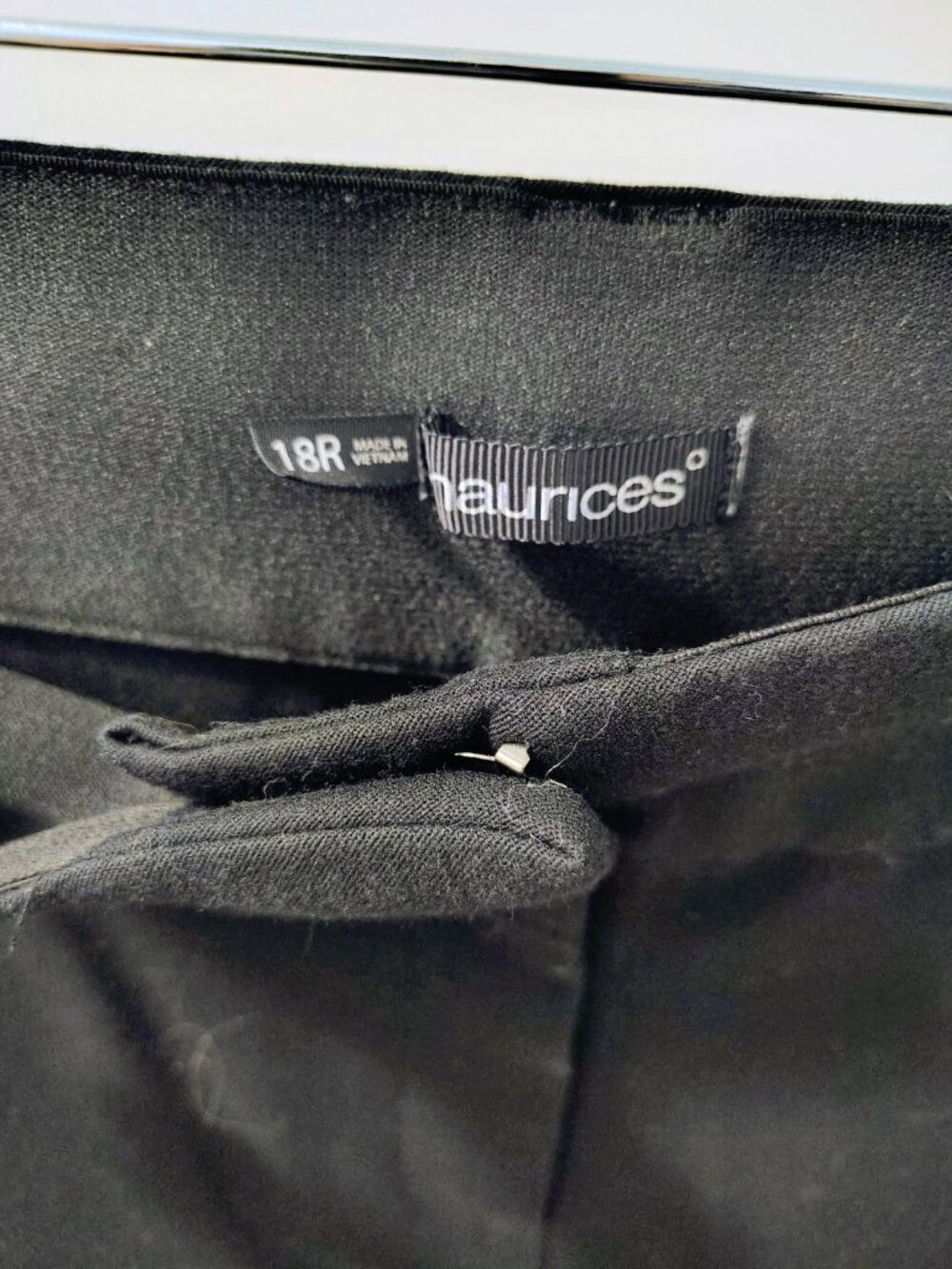 Maurices dress pants, Black, hook-and-bar closure and zipper, Size 18 Reg